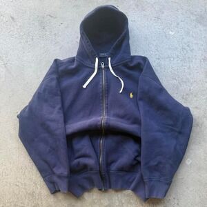 Early 2000s Polo Ralph Lauren Thermal Lined Zip Up Hoodie Preppy Baggy Skater